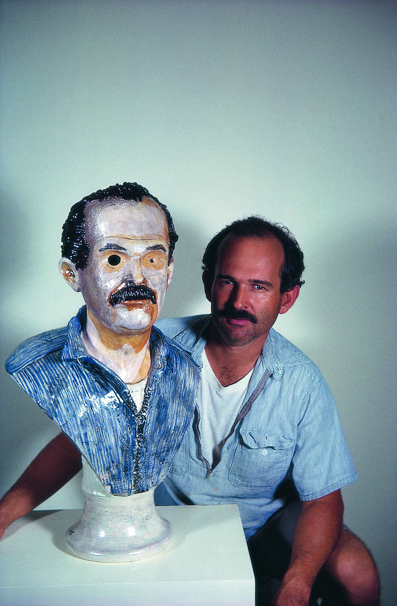 Arneson with Self-Portrait of the Artist Losing His Marbles, before crack, 1965.